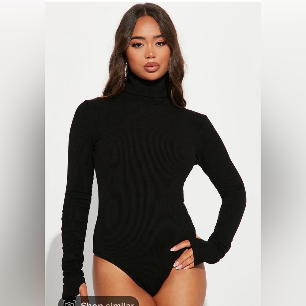 Fashion Nova black slimming turtleneck bodysuit
